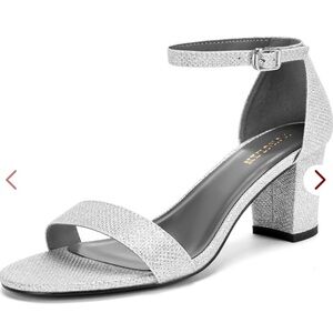 Elegant Silver Heeled Sandals with Glitter Finish